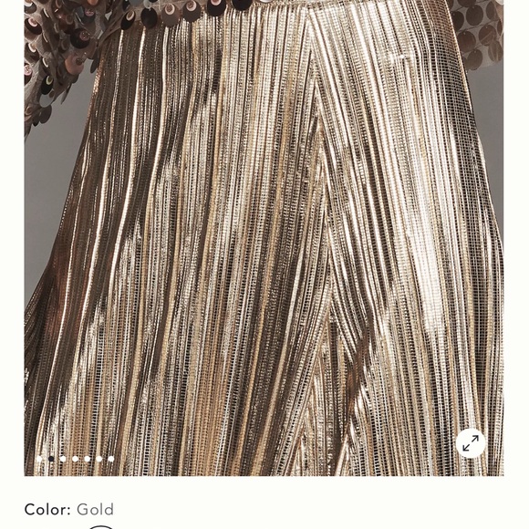Anthropologie Metallic Gold Midi Skirt - Picture 4 of 7